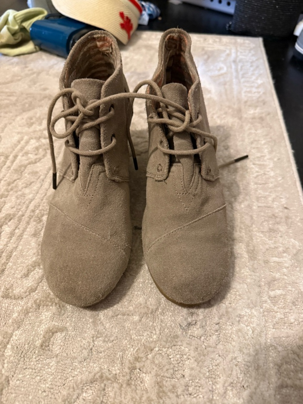 Toms Taupe Suede Lace-Up Ankle Boots